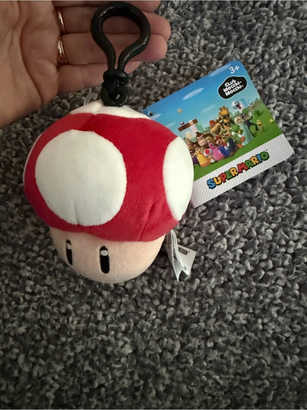 Nintendo Super Mario Toad Mushroom Plush book bag clip